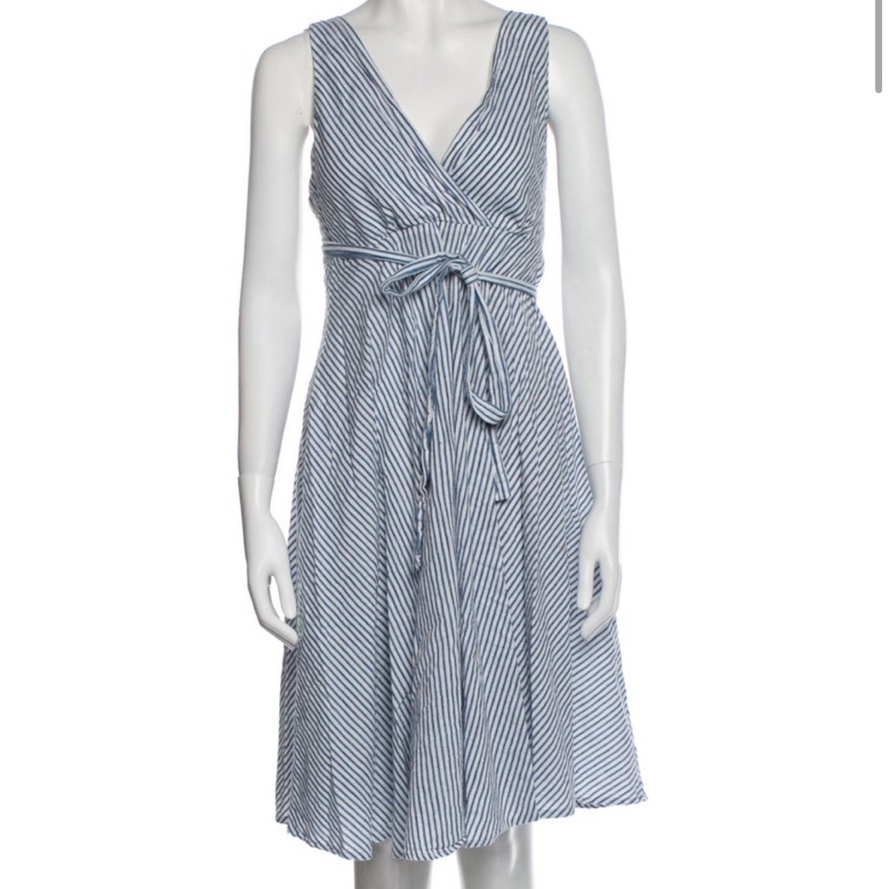 Striped Blue and White Linen Dress